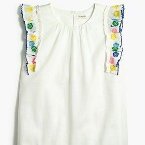 J.Crew Factory/Crewcuts Girl's White Top with Embroidery, size 14.